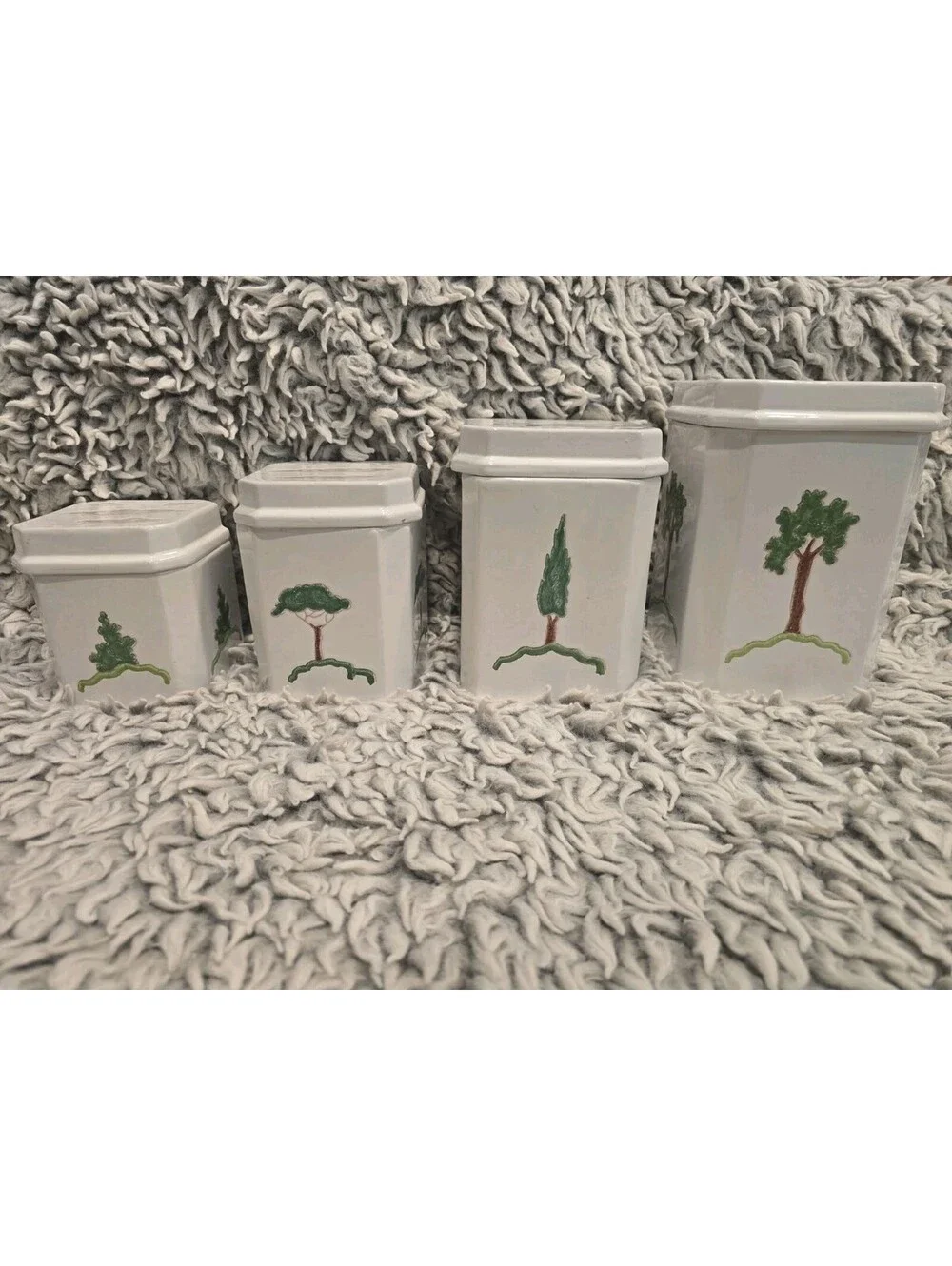 Italian Pottery Canister Set of 4 Hand Painted Tuscan